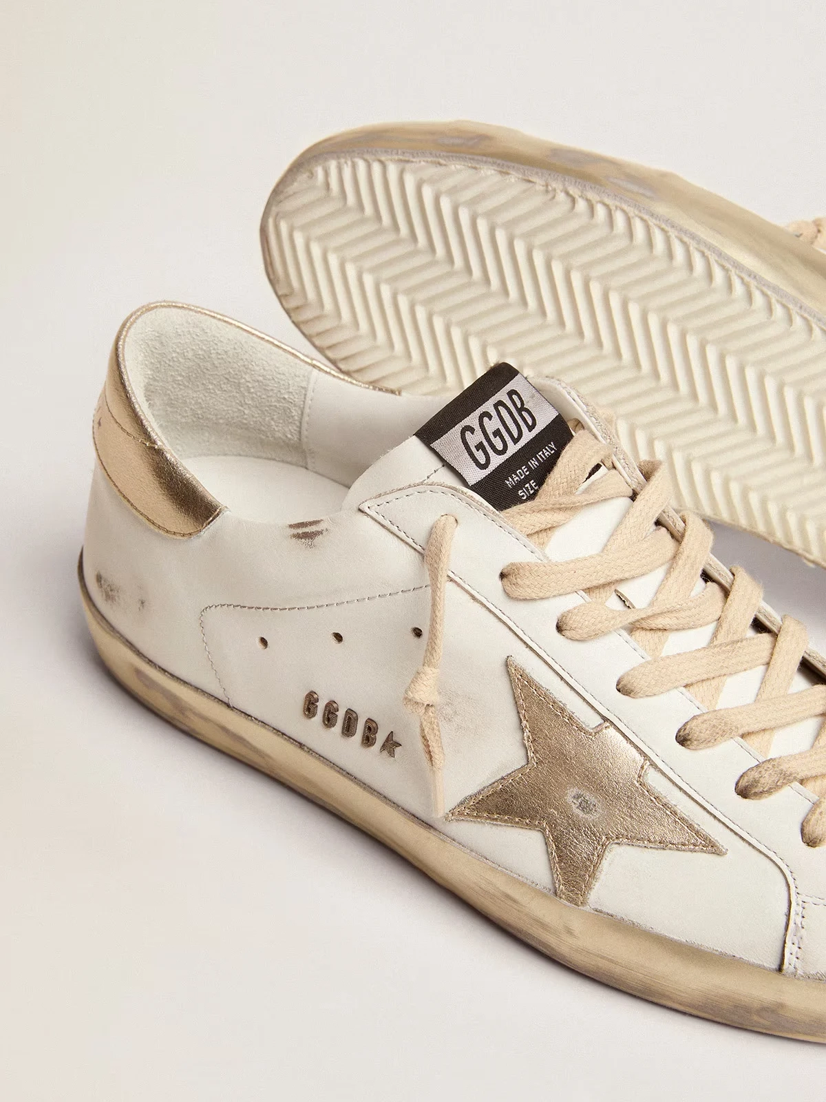 Mens Super Star with gold sparkle foxing and lettering